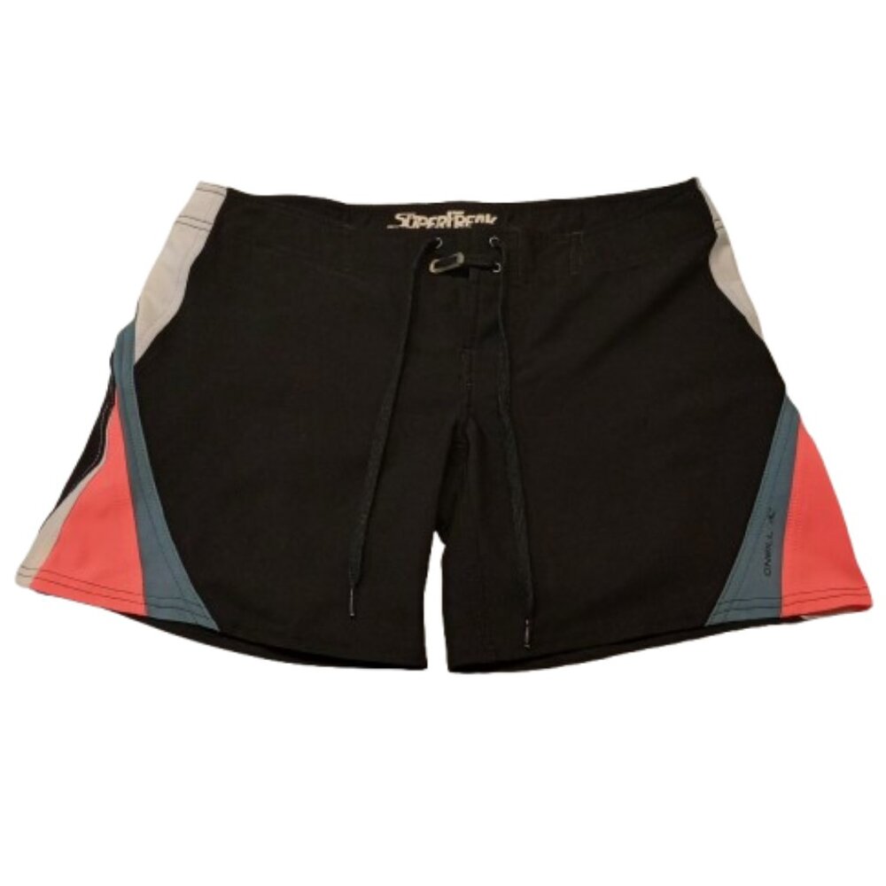 O'Neill Women's Superfreak Board Shorts Size 7 in black coral grey and white
